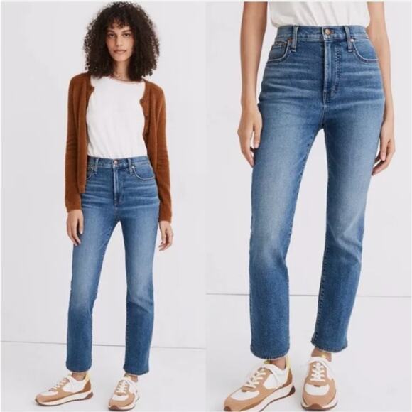 Madewell Slim Demi Boot Jeans Womens 25 Raw Edge Hem Northhaven Wash Blue Boho - Picture 3 of 12